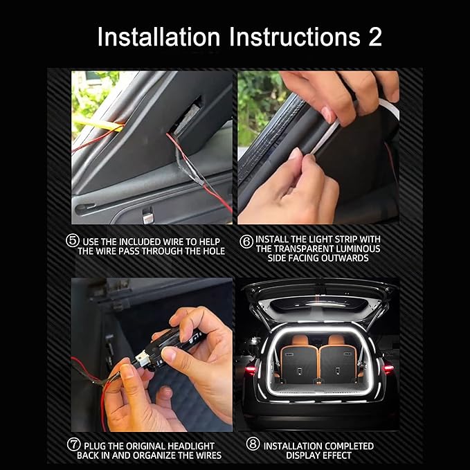 Car LED Strip Lights, Dynamic Flowing Car Trunk Light Strip, White Colors 157.48" Flexible Trunk Led Light Strip, Easy Install, Waterproof, Universal Fit for Cars, SUVs(Warm White)