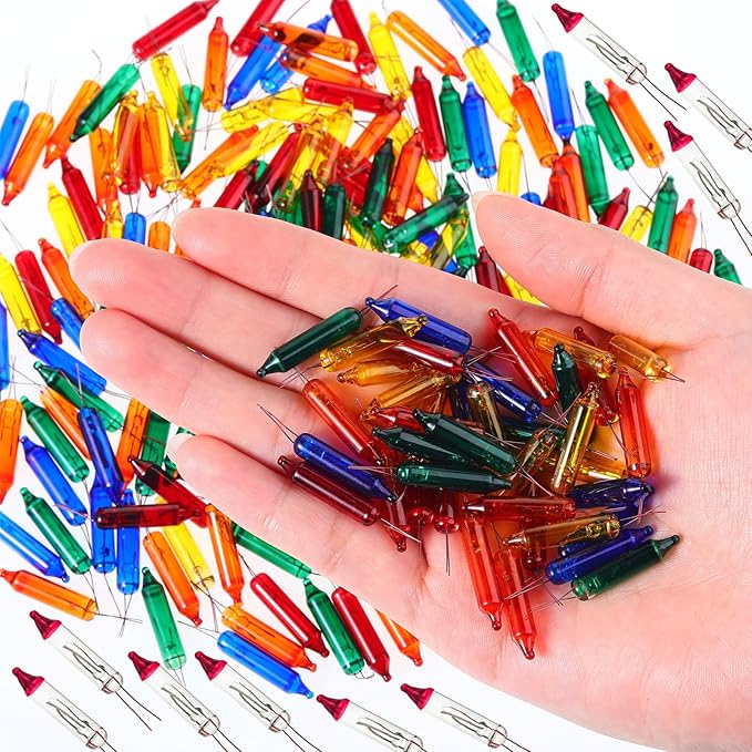 Ganeen Christmas Replacement Mini Incandescent String Light Bulbs Wire Flasher Bulbs 2.5 V 3.5 V Incandescent Flasher Bulbs, Christmas Lights Decor for Home Bedroom Xmas Tree(Vibrant Color, 496 Pcs)