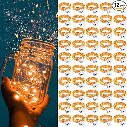 ZGWJ Fairy Lights Battery Operated, 50 Pack Twinkle String Lights 20 LED 7FT 3 Lighting Modes for Bedroom Decor, Easter, Halloween, Christmas, Party Indoor and Outdoor Decoration (Orange, 50PCS)