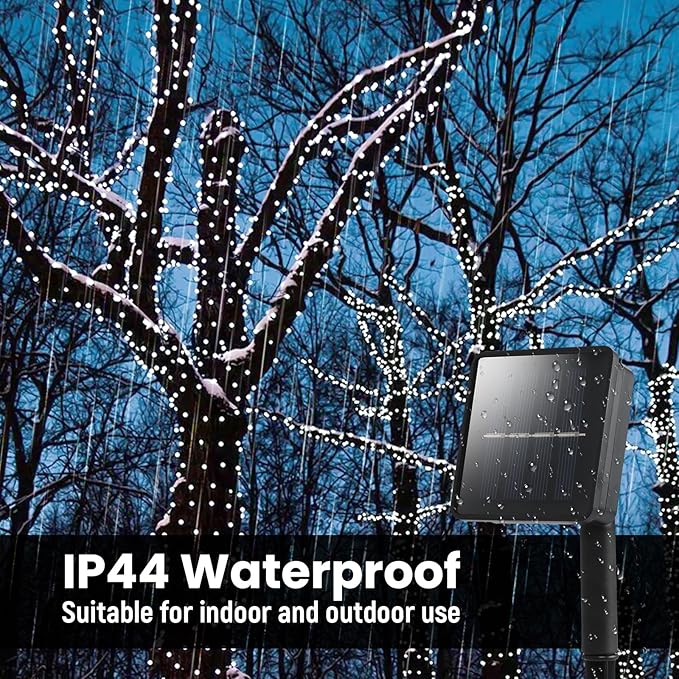Dailyart Solar String Lights for Outside,50ft Solar Lights Outdoor Waterproof 100 Led Solar Fairy Lights 8 Lighting Mode Solar String Lights Idea for Garden,Courtyards,Trees(Cool White)