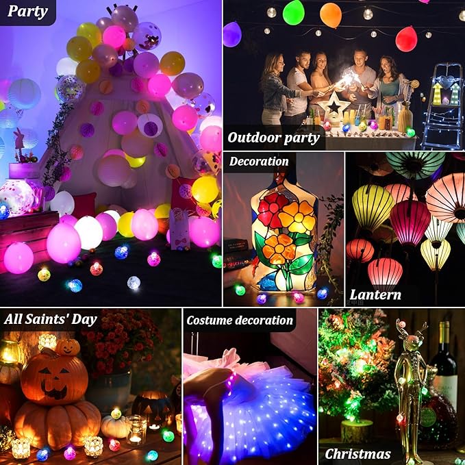 AIKEI 50pcs LED Balloon Lights, Mini Balls Lights,Long Standby Time Party Lamps,Waterproof Led Light for Paper Lantern Valentine's Day Wedding Birthday Party Decoration Blue