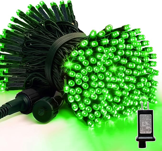 LAMPHOME 66ft St Patrick's Day Decorations String Lights,200 LED Green Wire Fairy Starry String Lights Plug in, 11Lighting Modes, for Indoor Outdoor Xmas Tree Wedding Party Decoration (Green)