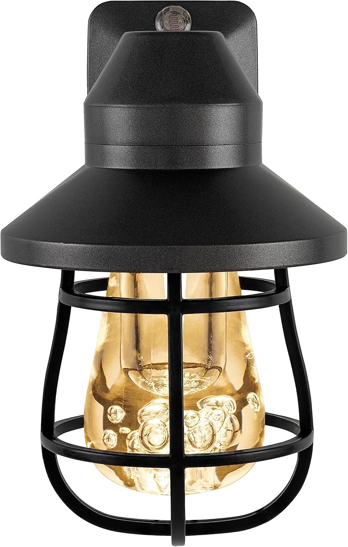 GE Vintage LED Night Light, Plug-in, Dusk to Dawn Sensor, Farmhouse Decor, Mood Lighting, Home Decor, Ambient Lighting, LED Lights for Bedroom, Bathroom, Kitchen, Hallway, 38628, Black, 1 Pack