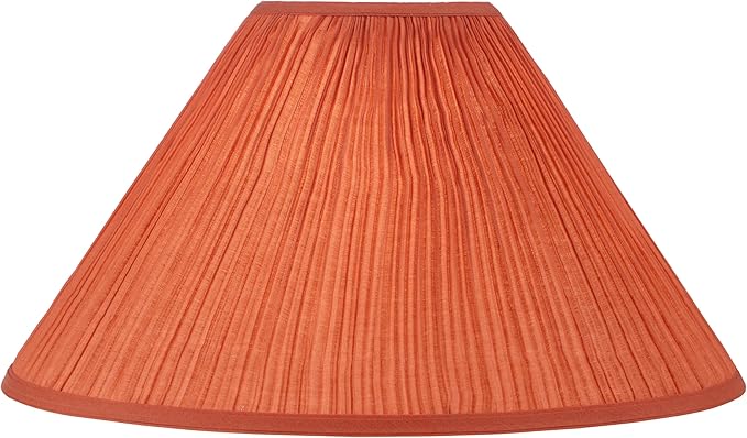 Aspen Creative 33020 Hardback Empire Spider Lamp Shade, Mushroom Pleated in Orange Red Faux Silk Fabric, 6" Top x 19" Bottom x 12" Slant Height