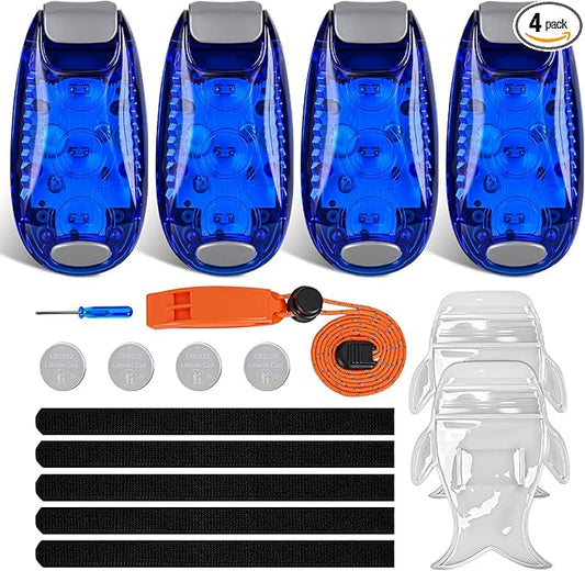 Nilight LED Safety Light 4PCS Blue Marine Navigation Bike Tail Lights Three Modes Waterproof Reflective Gear Clip On Flash Strobe Indicator Lamp for Night Boating Fishing Cycling Jogging