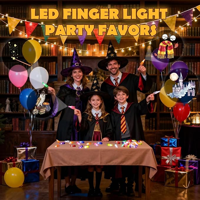 36 Pack Magic School Party Favors LED Finger Lights, Birthday Goodie Bags, Glow Party Supplies, Classroom Treasure Box Rewards for Kids
