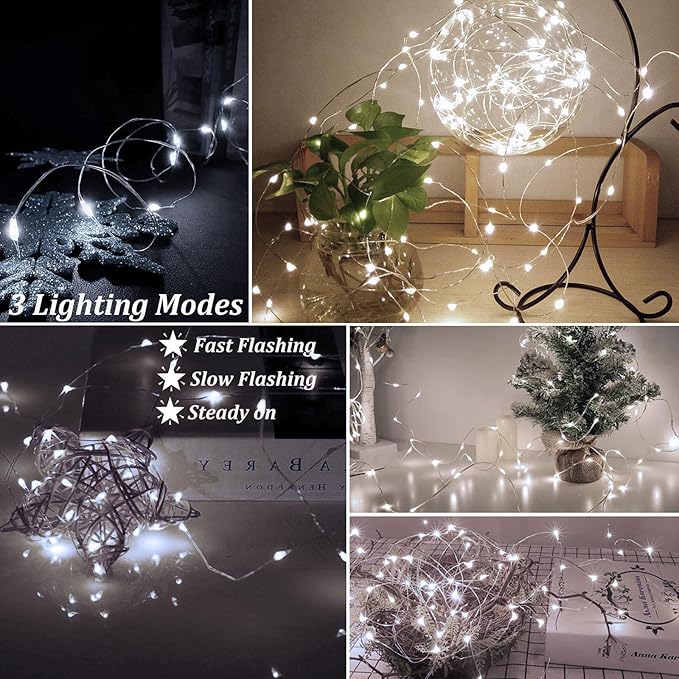 AIKEI 6 Pack LED Fairy Lights Battery Operated, Mini String Lights Waterproof 7 Feet 20 Led Firefly Starry Lamps 3 Working Modes for Wedding Party Bedroom Garden Halloween Christmas Decoration White