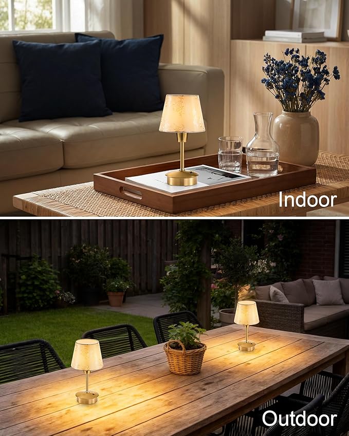 UMEXUS Small Cordless Table Lamp for Restaurant Dinner Table, 5200mAh Battery Operated Touch Lamps Rechargeable Dimmable Portable Night Light for Bedside Dining Living Room Patio Kitchen Outdoor
