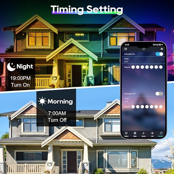 500FT Outdoor Led Strip Lights Waterproof - Music Sync RGB, IP68 Outside Led Strips with Bluetooth App & Remote Control, RGB Exterior Led Lights for Deck,Courtyards,Balcony,Roof,Garden,Pool
