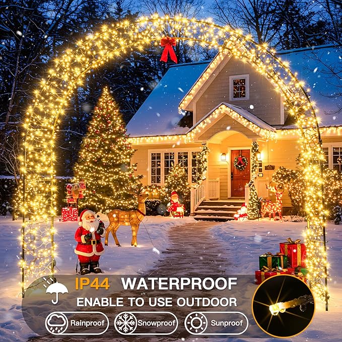 suddus 300 Led Connectable Christmas Lights Outdoor Waterproof, 99ft Christmas Tree Light Plug in with Remote, Warm White String Lights Indoor for Dorm Xmas Holiday Yard Party Porch Patio Garden Decor