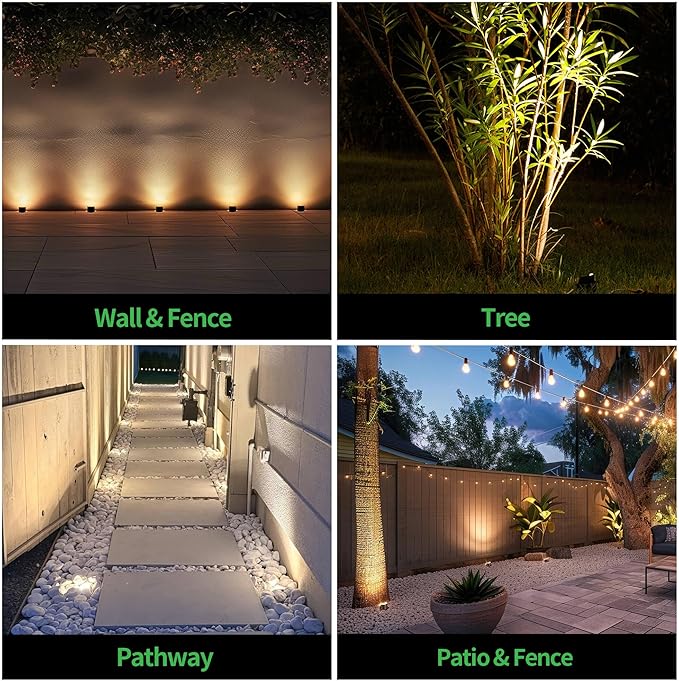 Low Voltage Landscape Well Lights Outdoor, LED In-Ground Lights Warm White 3000K, 12V IP67 Waterproof Anti-Glare Uplighting for Trees & Walls