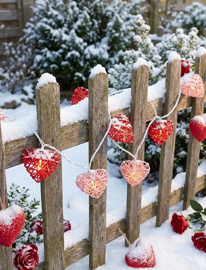 Red and Pink Heart Shape String Lights, 8.5Ft Valentine's Day String Lights with 10 LED Heart Lights, Plug in Hanging Valentines Window Fairy Lights for Indoor Outdoor Wedding Party Valentine Decor