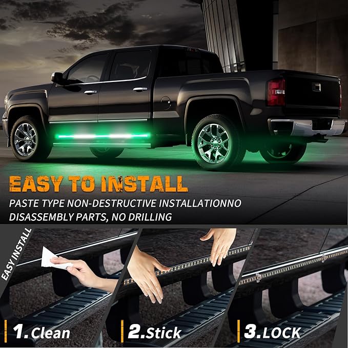 XRIDONSEN 2PCS 60 inch Green White Emergency Lights Strip 720 LED Running Board Strobe Lights Flashing Warning Safety First Responder for Firefighter Vehicles POV Fire Trucks Pickup SUV