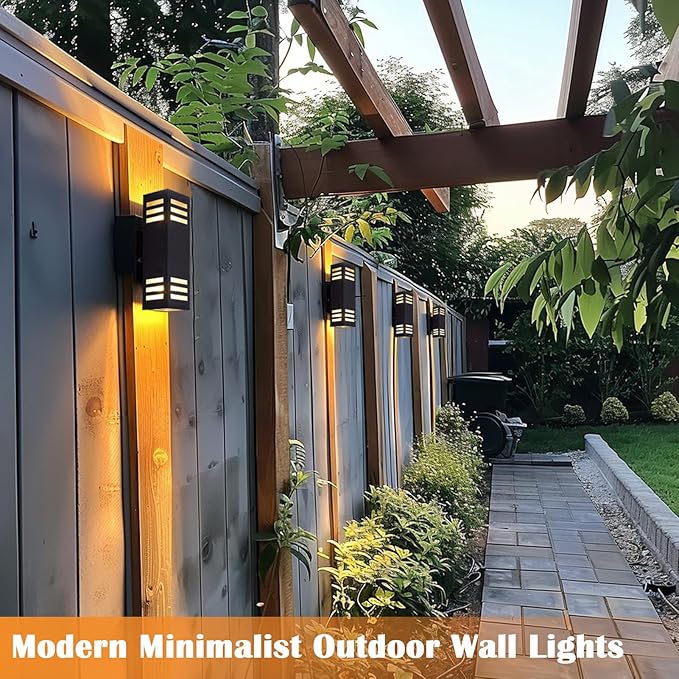 RGB Smart Outdoor Wall Lights, 2 Pack Front Porch Light Fixtures, Square Color-Changing Wall Sconce with E26 Base, IP65 Waterproof Up and Down Lights with APP/Voice/Remote Control.