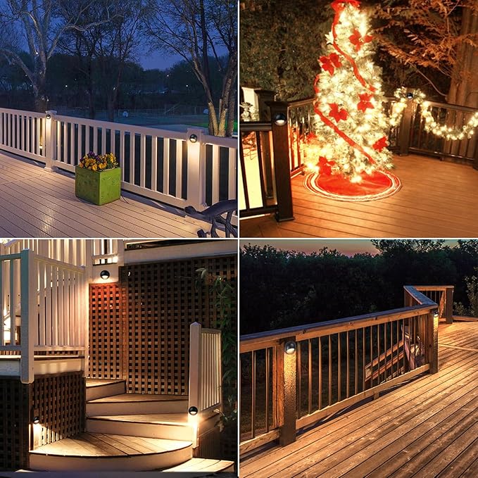 LEONLITE Update 5CCT LED Low Voltage Deck Lights, 180LM 3.74inch Landscape Step Railing Fence Light, 12-24V AC/DC, CRI90, Die-cast Aluminum Housing & Frosted Glass Lens, UL Cord, Black, Pack of 6