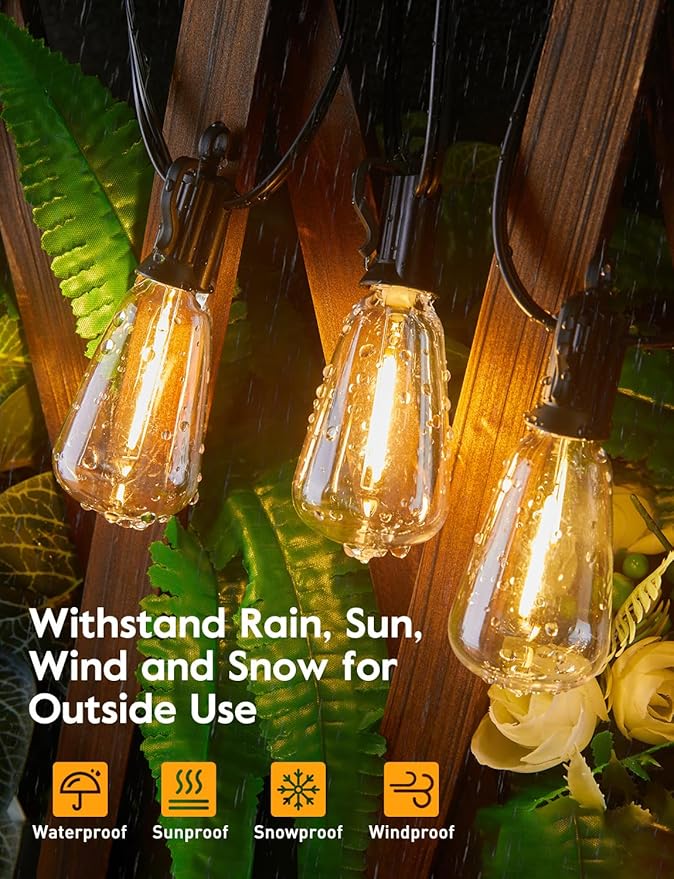 Brightown 15 Pack ST38 LED Light Bulbs, Outdoor String Light Replacement Dimmable Shatterproof Bulbs, 0.6W Equivalent to 7W Incandescent Bulbs, E12/C7 Base (Not Work with Solar String Lights)