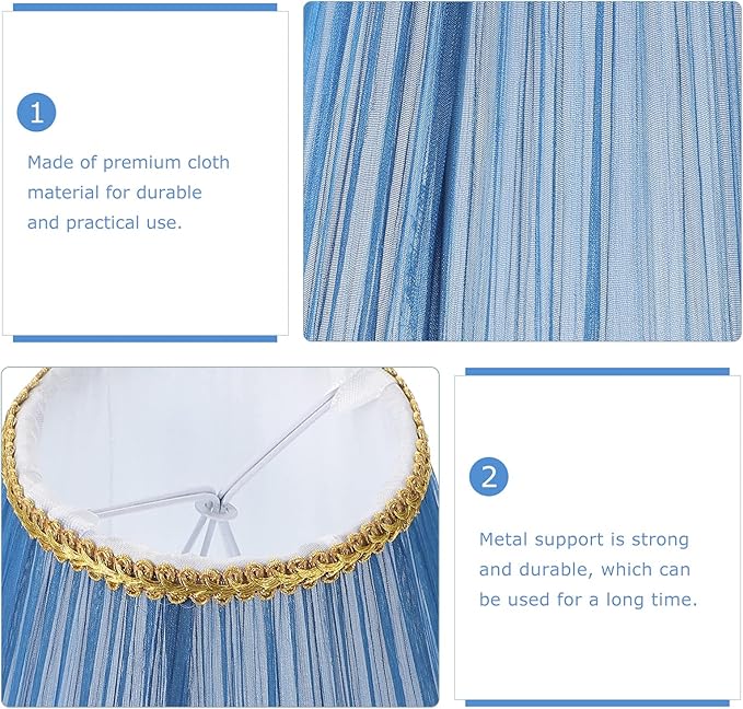 Cloth Lampshade, Pleated Lamp Cover Vintage Chandelier Lamp Shade Small Lamp Decor Accessory (Blue)