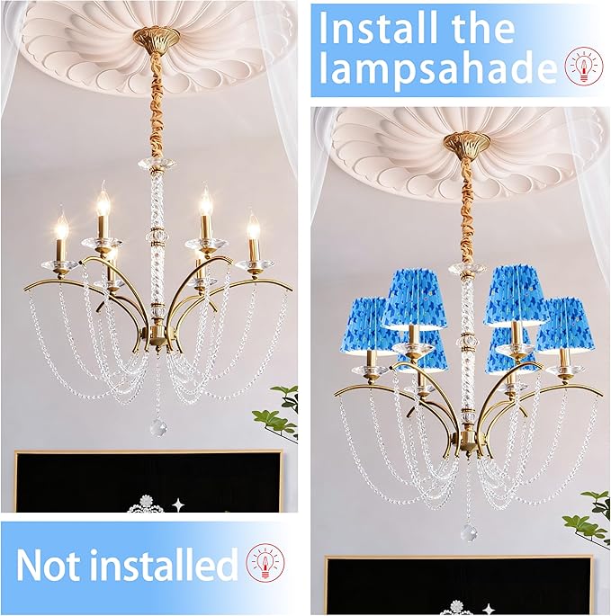 Small pleated lampshade chandelier shades set of 6. Lampshade for Wall Lamp.chandelier shades.small table lamps.For Cutting Edge bulbs.light bulb shade.chandelier light covers.4" X 5" X 6"