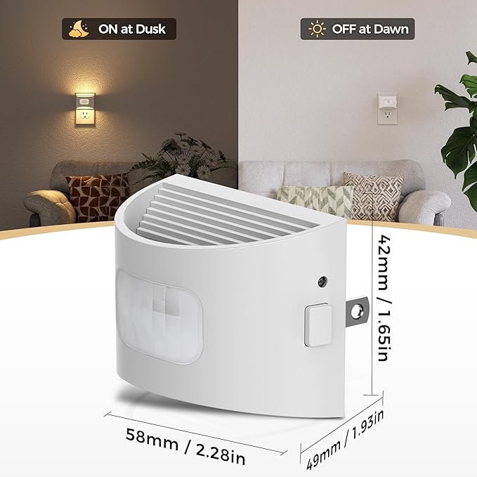 DORESshop LED Night Light[4 Pack], Night Lights Plug into Wall, 3 Color Temperatures Plug in Night Light with Motion Sensor, Dusk to Dawn Sensor, Nightlights for Adults, Bedroom, 3CCT, White Cover
