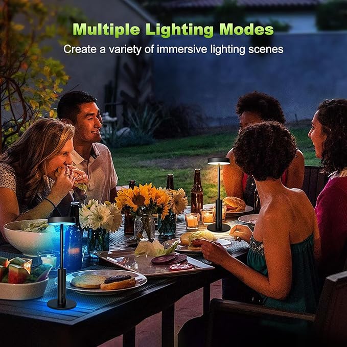 Small Cordless Table Lamps Rechargeable,5000mAh Battery Operated Portable Desk Lamp,3 Colors & RGB Stepless Dimmable Wireless Touch Lamps for Restaurant Home Dinner Dining Patio(Black)
