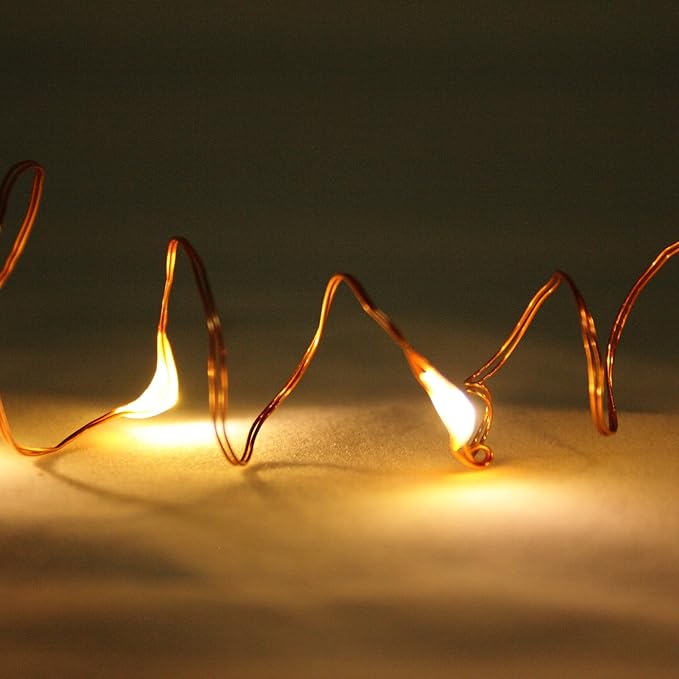 Solar Powered Fairy String Lights Waterproof Outdoor Copper Wire Firefly Starry Lights for Holiday Party Christmas Wedding Garden Yard Patio Gate Tree Decorations, 16.4Ft 50 Mini LEDs, Warm White