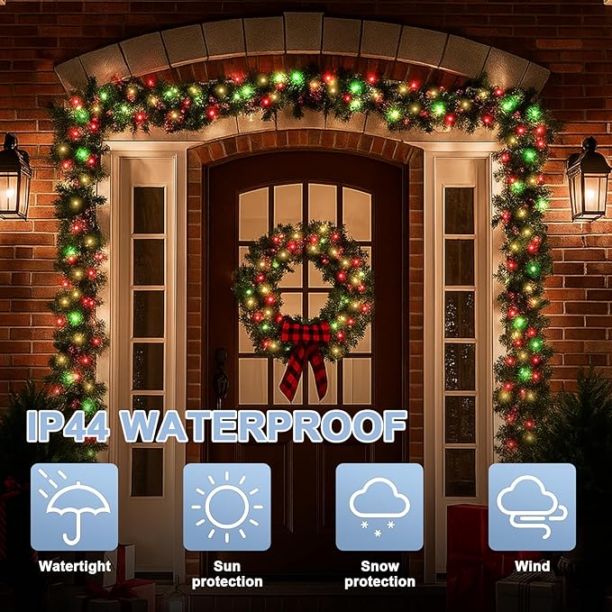 LAMPHOME 66ft Christmas Decorative Mini Lights, 200 LED Green Wire Fairy Starry String Lights Plug in, 16 Lighting Modes for Indoor Outdoor Xmas Tree Wedding Party Decoration (Red/Green/Warm)