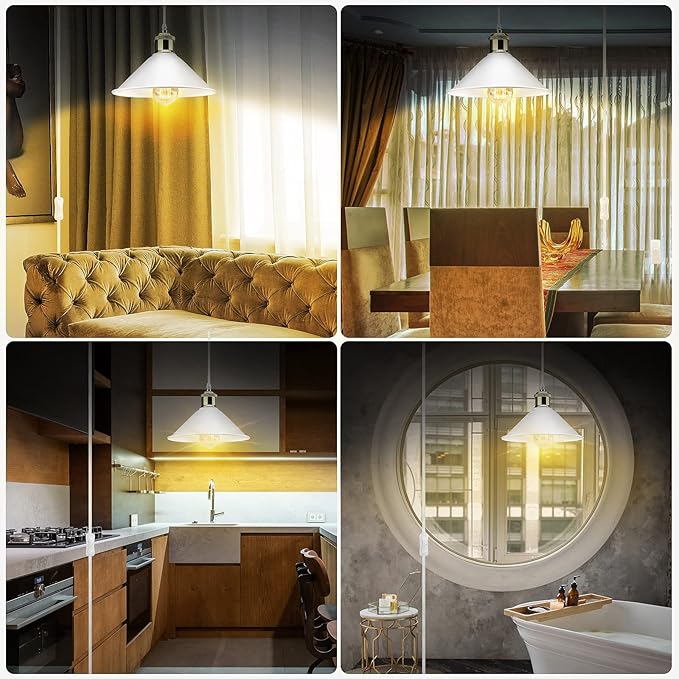 Plug in Pendant Light, Industrial Hanging Light with Plug in Cord On/Off Switch, Modern Pendant Light with Plug in Cord, Farmhouse Pendant Light Fixture, White