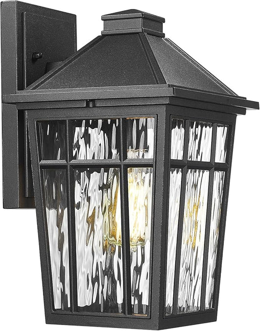 Darkaway Large Outdoor Wall Lights for House, 14inch Exterior Lighting Fixtures Wall Mount Porch Lights Waterproof Outdoor Sconce with Water Ripple Glass for Patio Hallway Garage