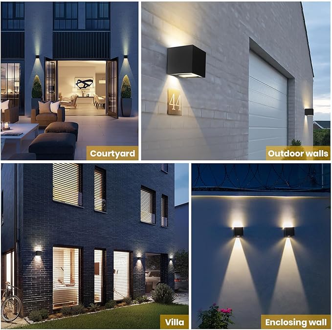 Solar Lights, 2pcs Up and Down Solar Wall Lights Outdoor Waterproof, 4000K 700LM Cube Design Dusk to Dawn Solars Outdoor Light for Outside Porch Pergola Patio Yard Decor
