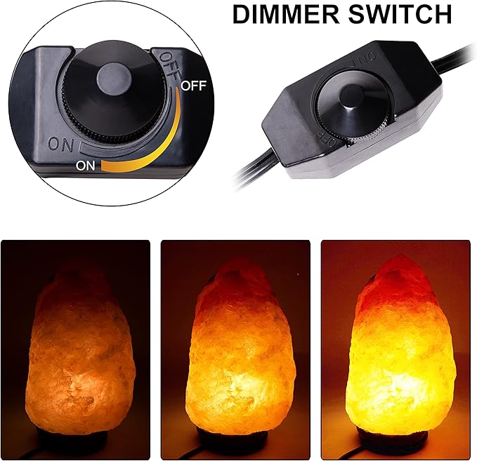 Venforze Himalayan Salt Lamp Cord (5 Feet Cord with Metal Clip) with Dimmer Switch, Original Replacement Cord and 6 Packs E12 Halogen Salt Lamp Bulbs