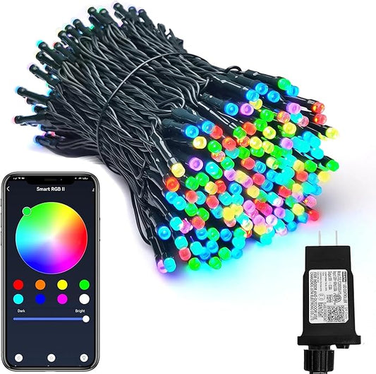 PMS Smart WiFi LED Christmas Lights, APP-Controlled RGB Fairy String Lights, Ideal for Xmas Tree, Garden, Home, Party, Halloween Festival Deco (33ft-100LED)