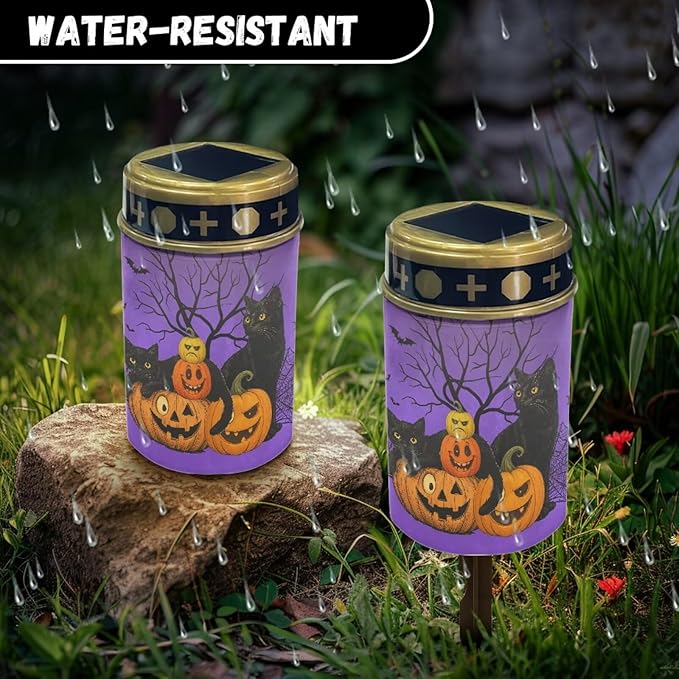 Halloween Prayer Cemetery Solar Lights for Grave Cemetery Funny Face Pumpkin Candle Lamp Corss Sunflower Grave Solar Lights Funny Face Pumpkin