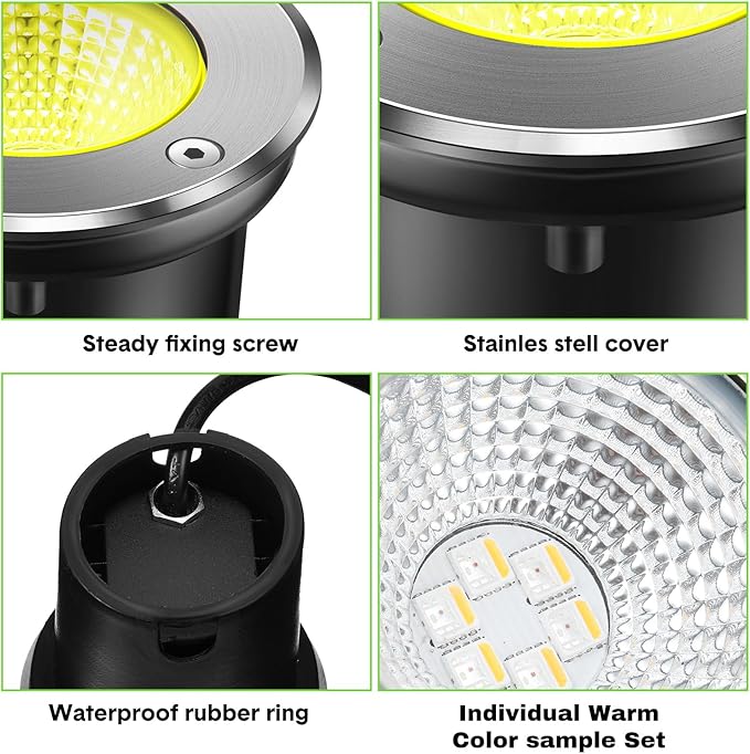 Yahenda 16 Sets Low Voltage Landscape Lights 5W LED Warm White Outdoor Waterproof Deck Lights with Connectors, 12V-24V In-Ground Pathway Lighting for Garden Yard Driveway Patio Walkway
