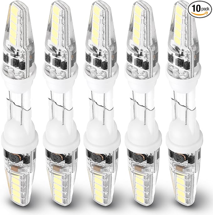 T10 921 922 912 194 168 Led Bulbs Bright White 6000K, 12-24V 300LM for RV Camper Trailer Boat Trunk Interior Dome Map License Lights Backup Reverse Lights,10PACK