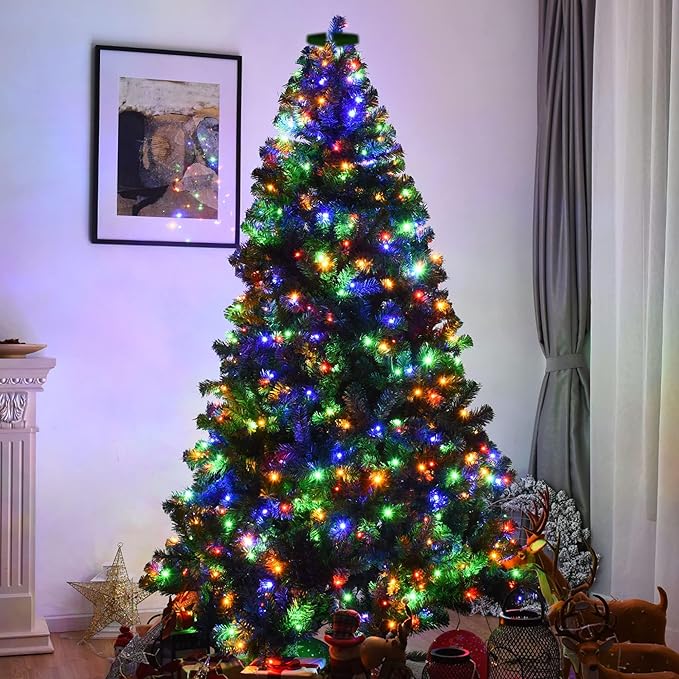 Dazzle Bright Christmas Tree Lights, 448 LED Waterfall Tree Topper Lights with Remote & 8 Lighting Modes, 8.2FT X 16 Lines Christmas Light for Outdoor Yard Party Xmas Trees Decoration (Multi-Colored)