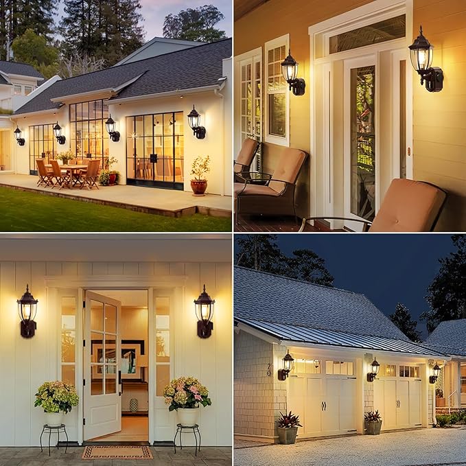 Porch Lights with Outlet, Bronze Motion Sensor Outdoor Lights, Updated Dusk to Dawn Exterior Lighting Fixtures, Waterproof Anti-Rust Aluminum Outside Light for House Entryway Garage