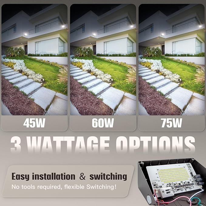 LED Wall Pack Light 8Pack 75/65/50W with Dusk-to-Dawn Sensor, 11250 LM 6000/5000/4000K LED Security Flood Lighting, 120V Outdoor Wall Lights for Parking Lots|Warehouses|Factories|Yard