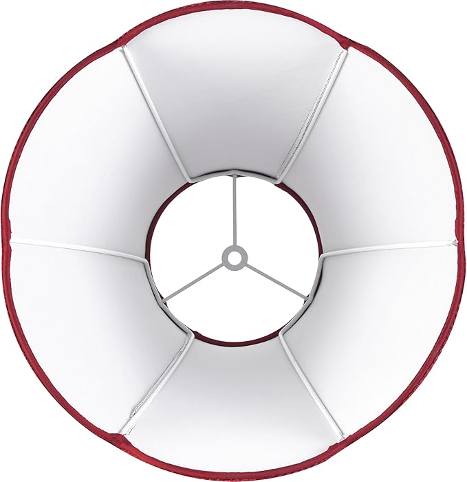 GO&SO Burgundy Scalloped Lamp Shade Bell Lamp Shades Petal Edge Braid,6"Top x 13"Bottom x 10.6"High (Spider) Table Lamp Shade Modern Floor Lamp Shade Replacement,Faux Silk Lampshades -Easy Assembly