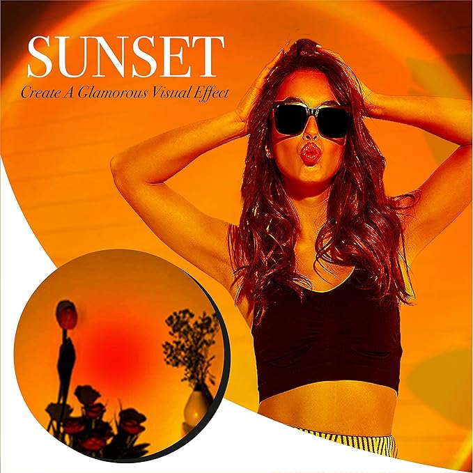 Sunset Lamp Projector – LED Lights Projector in Sunset, Red Sunset and Rainbow – Adjustable Sunset Projection Lamp with Integrated LED Chip – Professional and Amateur Photoshoots (Sunset Red)