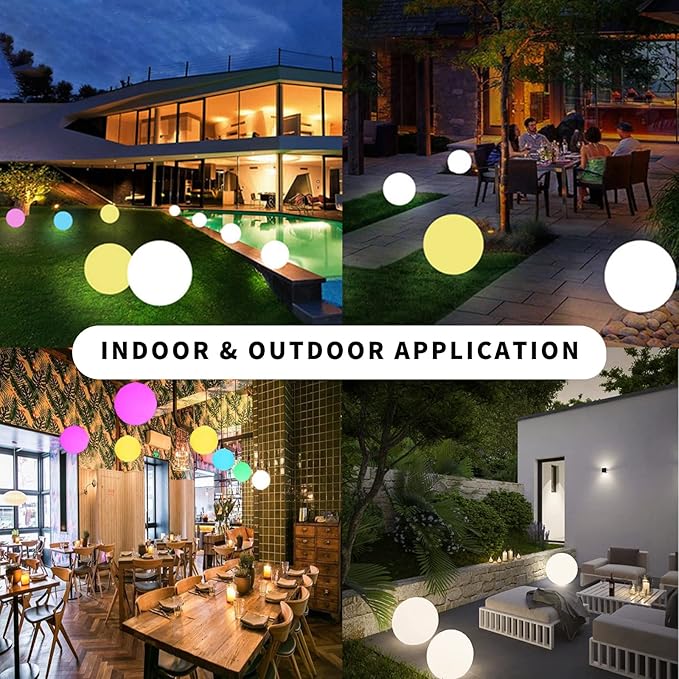 LED Glowing Ball Light, 10-Inch Cordless 16 Color Changing and 4 Light Modes Kids Night Light, Rechargeable and Dimmable Mood Lamp with Remote Control, Perfect for Home Yard Accent Decor