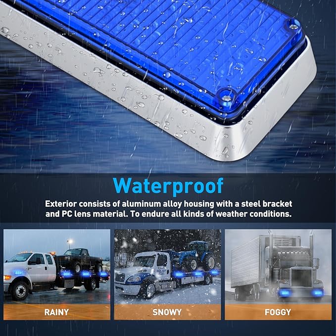 Nilight 2PCS Blue Strobe Wireless Magnetic Lights Portable Warning Hazard Light Surface Mount Waterproof 5 Patterns for 12V 24V Off Road Eergency Vehicles