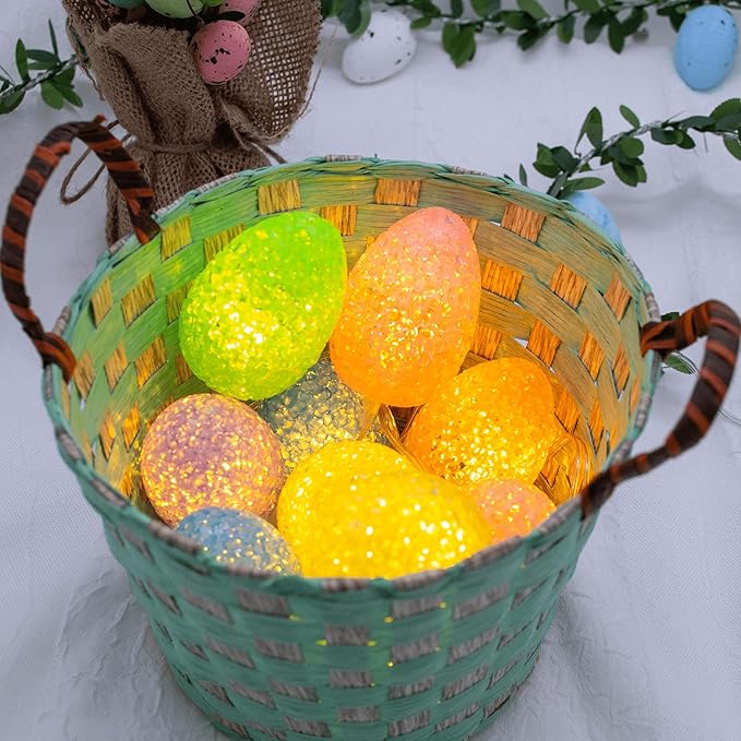 YOLIGHT Easter Decorations Egg Lights Fairy Light Battery Operated with Timer, 6.5ft 10 LED Easter Lights String for Table Home Tree Mantel Party Décor, Indoor & Outdoor