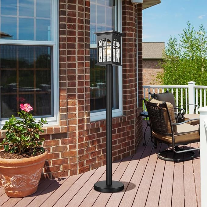 30Inch Solar Pole Lights Outdoor Waterproof, Portable Floor Lamp with Solar Panels Dusk to Dawn with Remote, Cordless Exterior Outside Pole Light for Pathway, Walkway, Garden, Yard, Patio