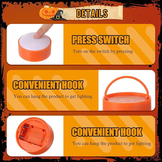 Riakrum 6 Pieces Remote Timer LED Lights with Remote LED Pumpkin Lights Battery Operated Lantern Bright Flameless Candle(Orange, Purple)