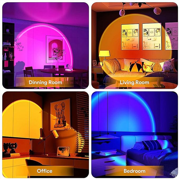 Floor Sunset Lamp Projector, 16 Colors Multicolor USB LED Night Light, 180 Degree Rotation Rainbow Lights for Bedroom, Photography, Party, TIK Tok Live, Christmas Light