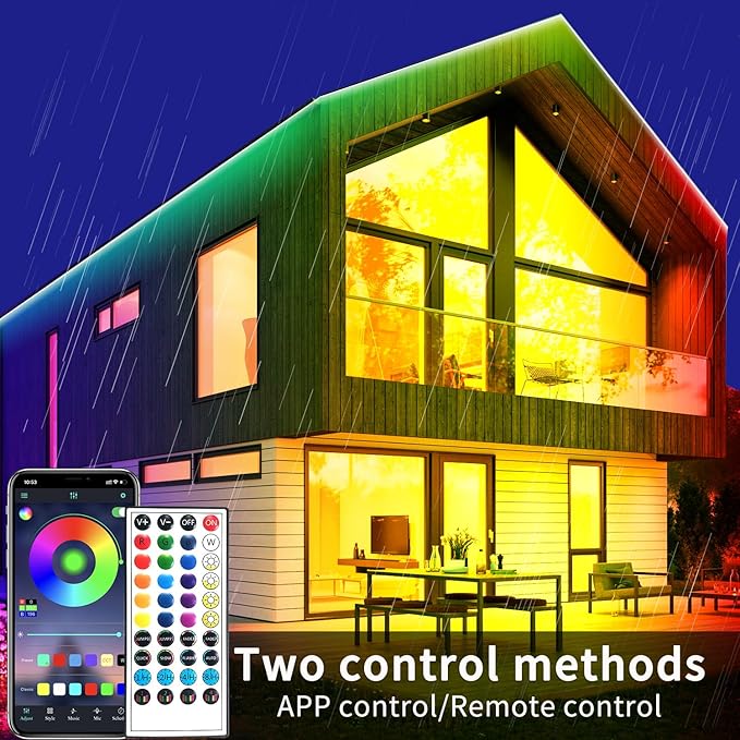 300ft Outdoor LED Strip Lights Waterproof,Music Sync Led Strip Lights with App&Remote Controled,Color Changing RGB Exterior LED Rope Lights Waterproof for Balcony,Pool（2 Rolls of 150ft ）