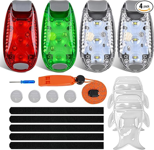 Nilight LED Safety Light 4PCS Red Green White Marine Navigation Bike Tail Lights Three Modes Waterproof Reflective Gear Clip On Flash Strobe Indicator Lamp for Night Boating Fishing Cycling Jogging