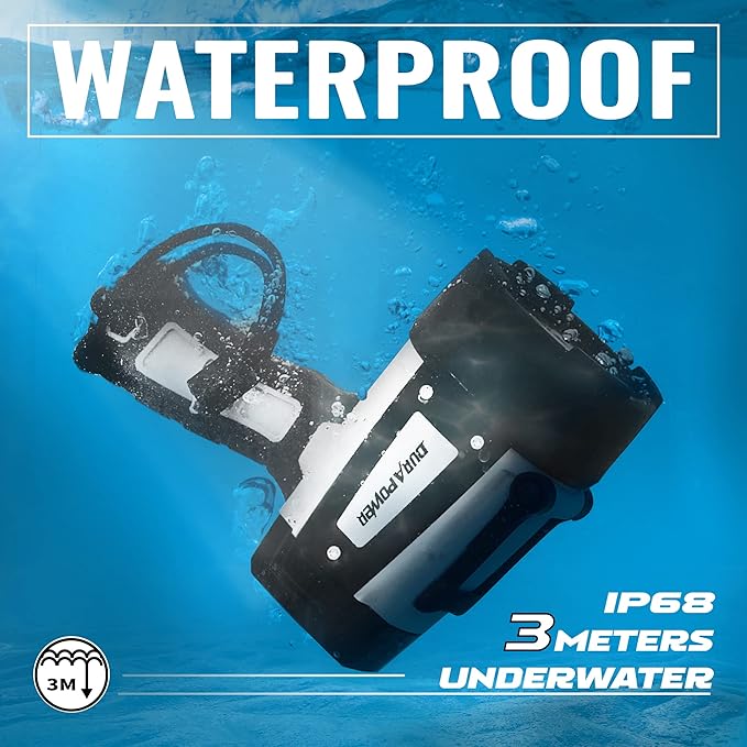 Durapower Rechargeable Spotlight, IP68 Waterproof Super Bright Handheld Spotlight, High Lumen LED Portable Spot Flashlight for Marine Boat Hunting Camping