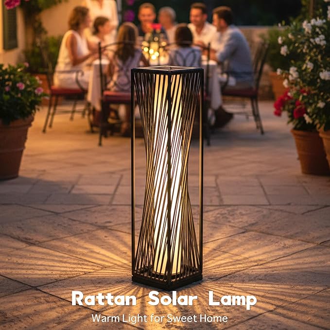 EcoGreen Solar Floor Lamp - 29.53" Outdoor Solar Lights, Warm Glow, 8H Auto-On, Waterproof for Garden & Patio (Dark Brown)