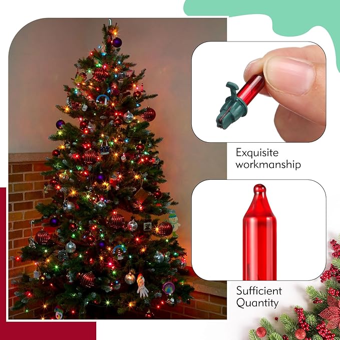 Mudder 60 Count Christmas Replacement Mini Light Bulbs with Base Christmas Tree Incandescent Wire String Lights Replacement Bulbs for Xmas Indoor Outdoor Decoration(Colorful,2.5vx0.17a)